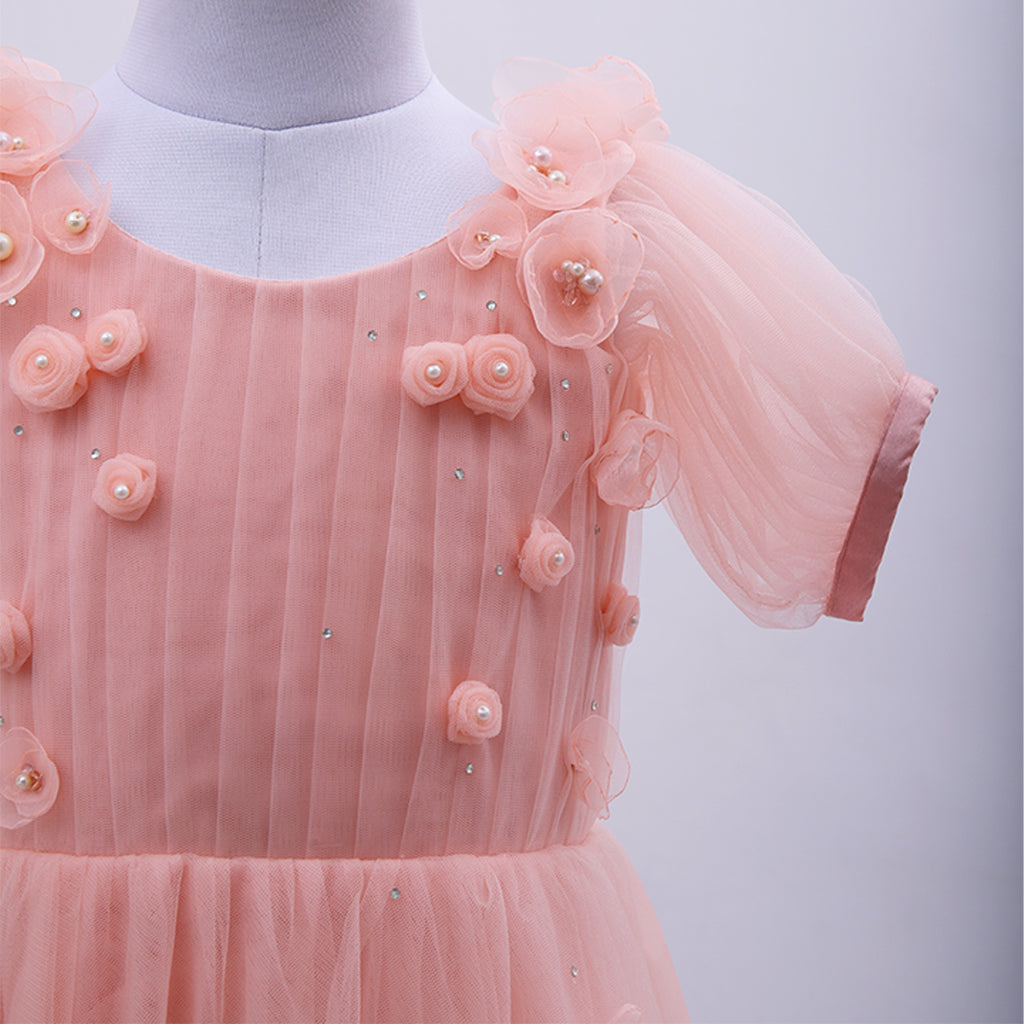 peach dress for party Arabella Dress: Mini Garden Designed with comfort in mind JANYAS CLOSET Peach Printed Party
