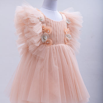 AUDREY DRESS IN PEACH PEARL
